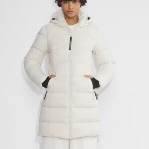 Aritzia Cream Hooded Puffer Coat